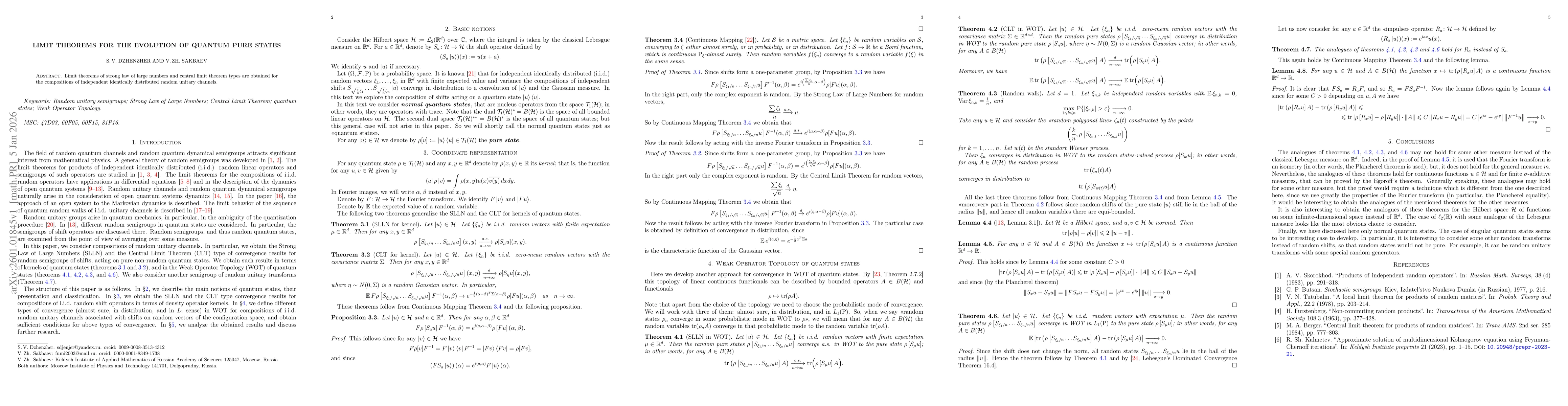 Thumbnail for Limit theorems for the evolution of quantum pure states