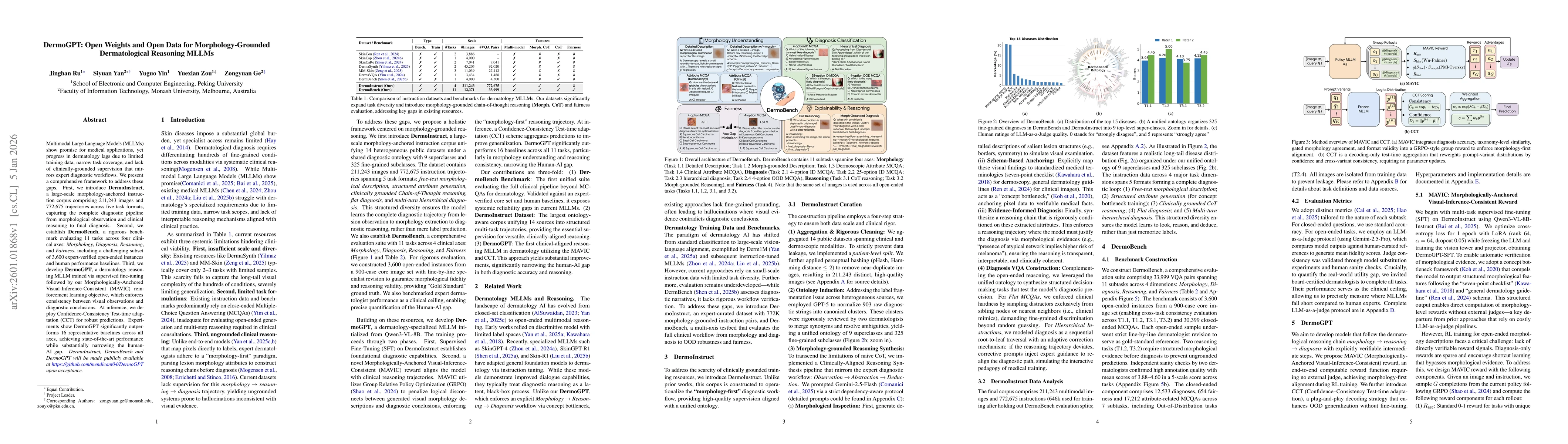 Thumbnail for DermoGPT: Open Weights and Open Data for Morphology-Grounded Dermatological Reasoning MLLMs