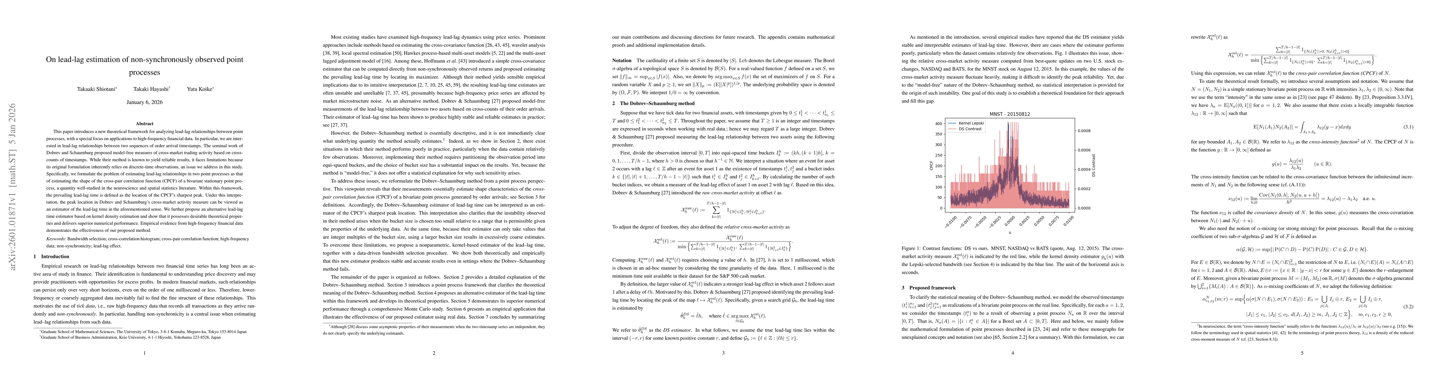 Thumbnail for On lead-lag estimation of non-synchronously observed point processes