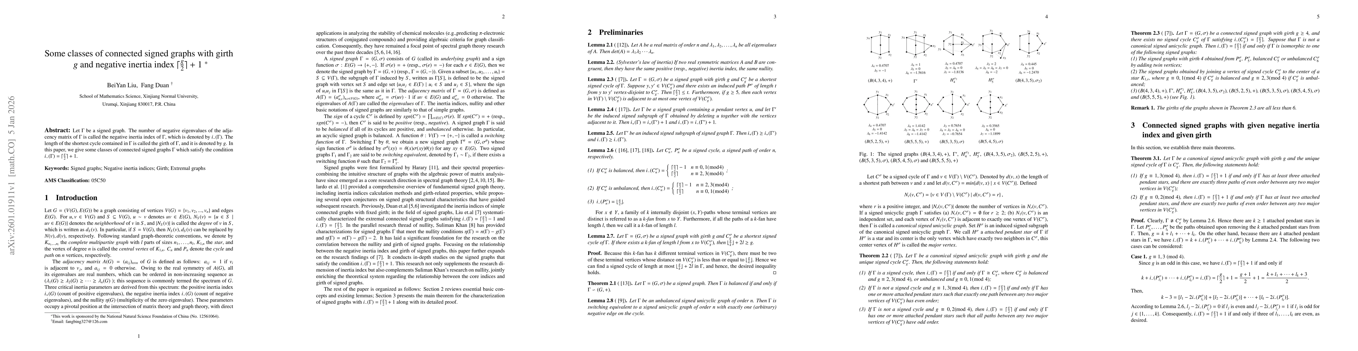 Thumbnail for Some classes of connected signed graphs with girth $g$ and negative inertia index $\lceil\frac{g}{2}\rceil+1$