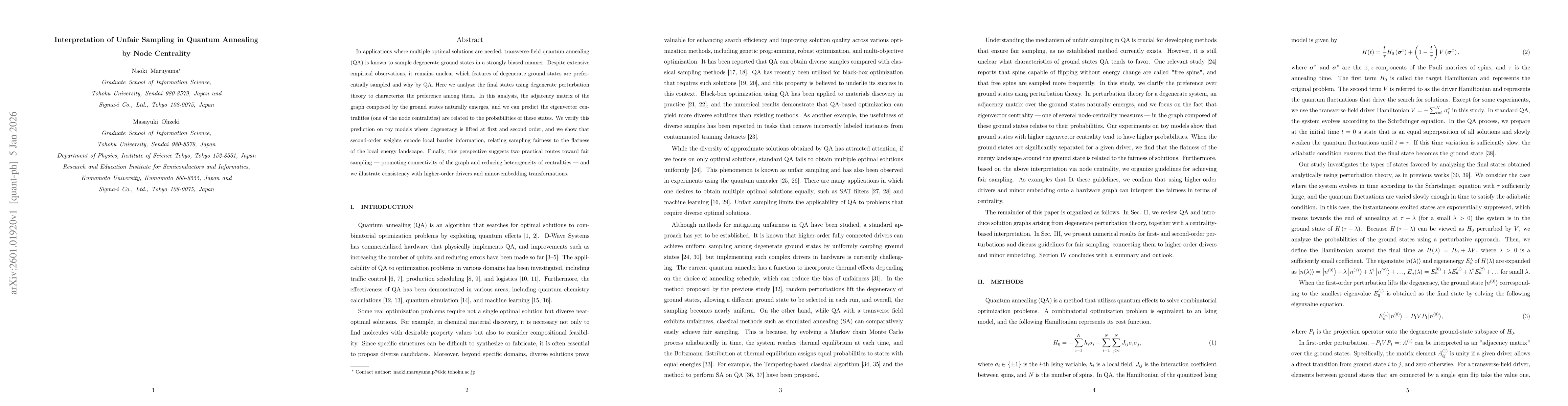 Thumbnail for Interpretation of Unfair Sampling in Quantum Annealing by Node Centrality