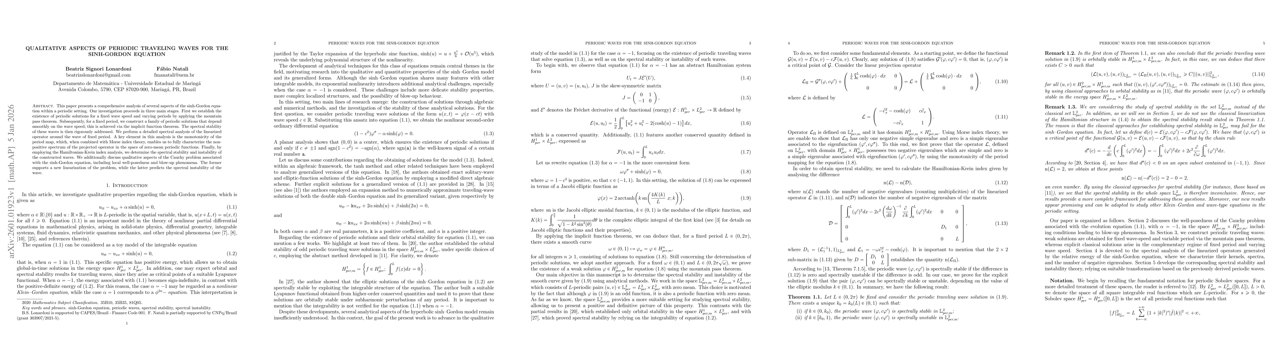 Thumbnail for Qualitative Aspects of Periodic Traveling Waves for the Sinh-Gordon equation