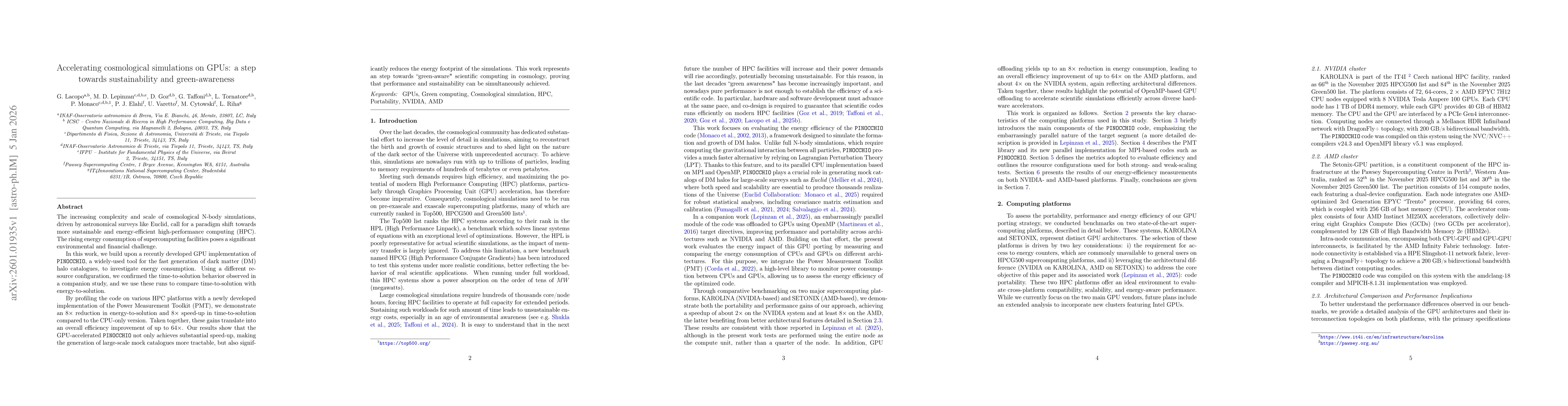Thumbnail for Accelerating cosmological simulations on GPUs: a step towards sustainability and green-awareness
