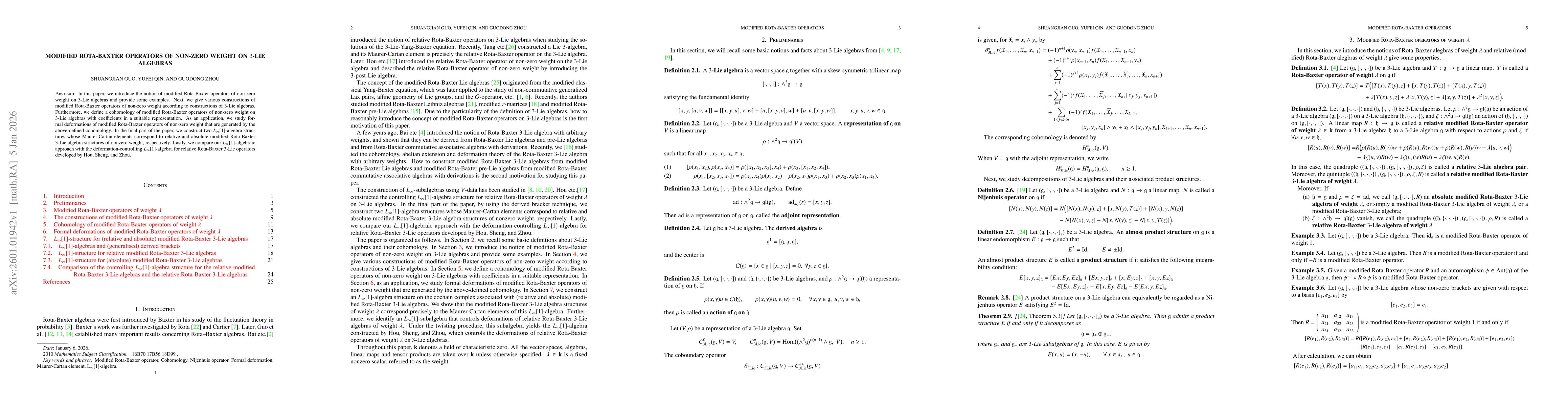 Thumbnail for Modified Rota-Baxter operators of non-zero weight on $3$-Lie algebras