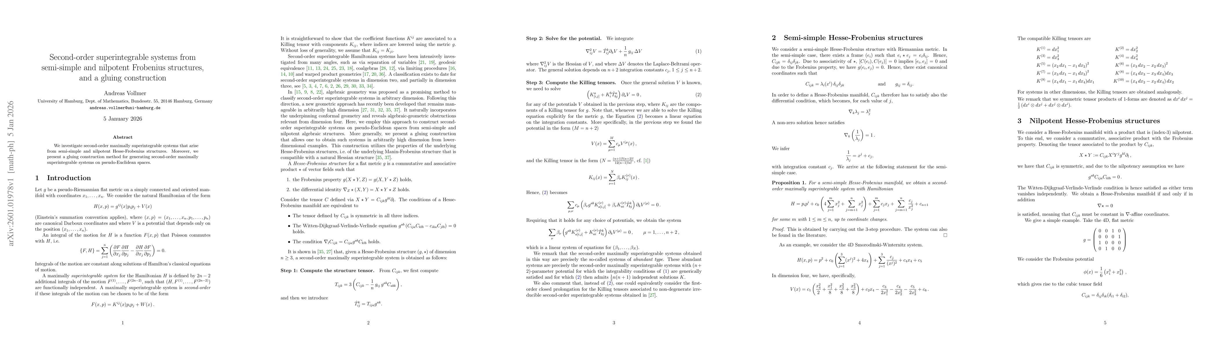 Thumbnail for Second-order superintegrable systems from semi-simple and nilpotent Frobenius structures, and a gluing construction