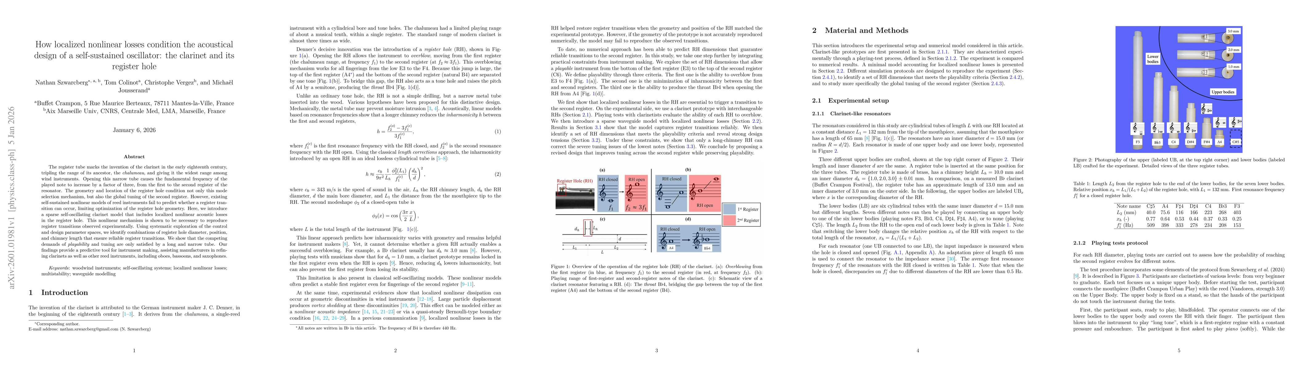 Thumbnail for How localized nonlinear losses condition the acoustical design of a self-sustained oscillator: the clarinet and its register hole