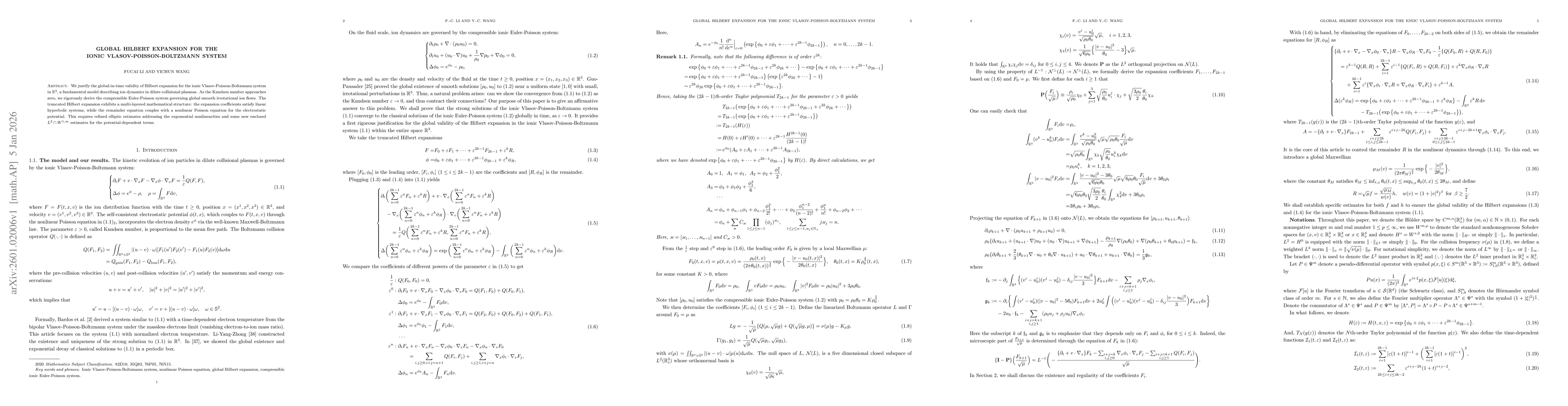 Thumbnail for Global Hilbert expansion for the ionic Vlasov-Poisson-Boltzmann system