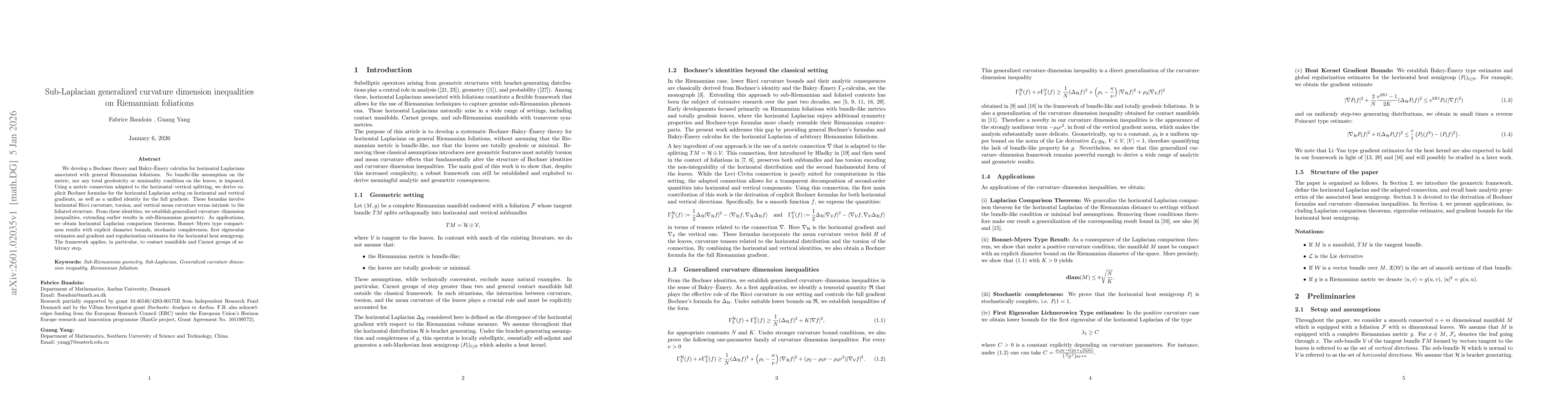 Thumbnail for Sub-Laplacian generalized curvature dimension inequalities on Riemannian foliations