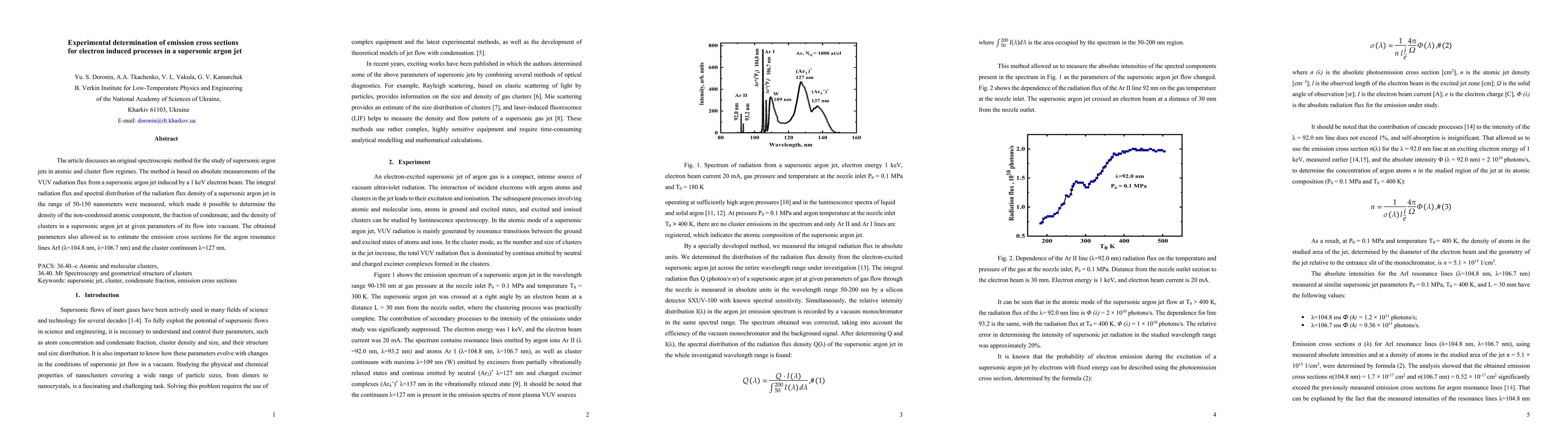 Thumbnail for Experimental determination of emission cross sections for electron induced processes in a supersonic argon jet
