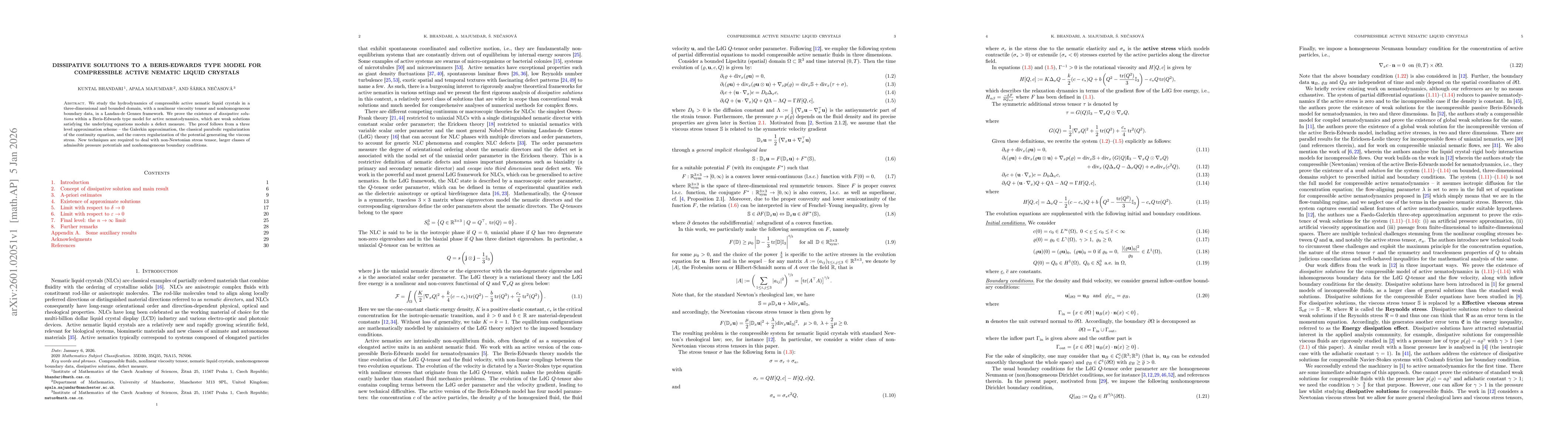 Thumbnail for Dissipative solutions to a Beris-Edwards type model for compressible active nematic liquid crystals