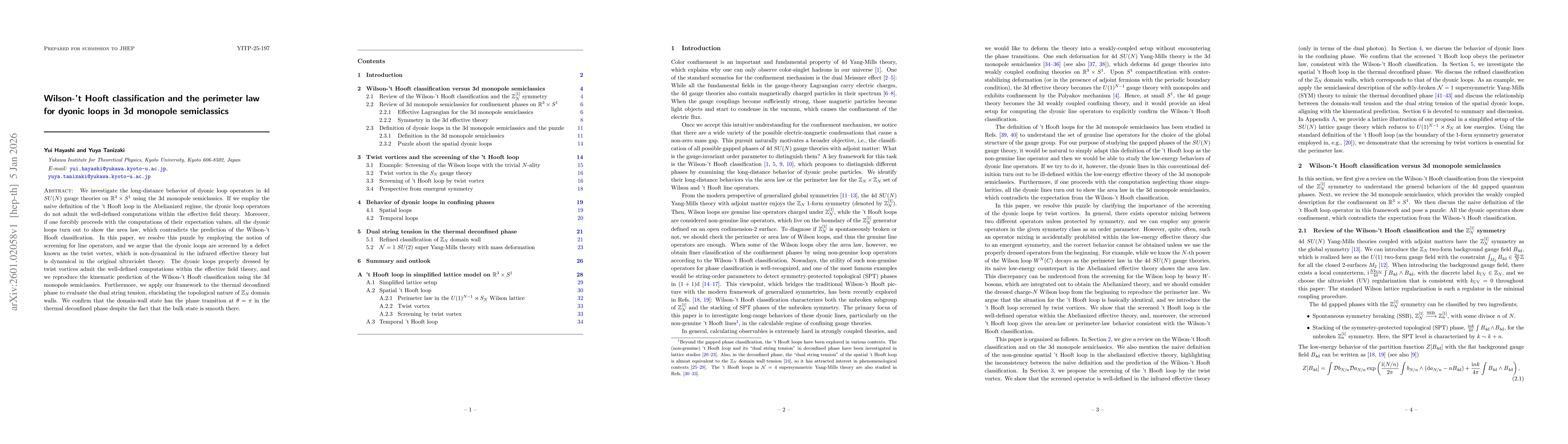 Thumbnail for Wilson-'t Hooft classification and the perimeter law for dyonic loops in 3d monopole semiclassics