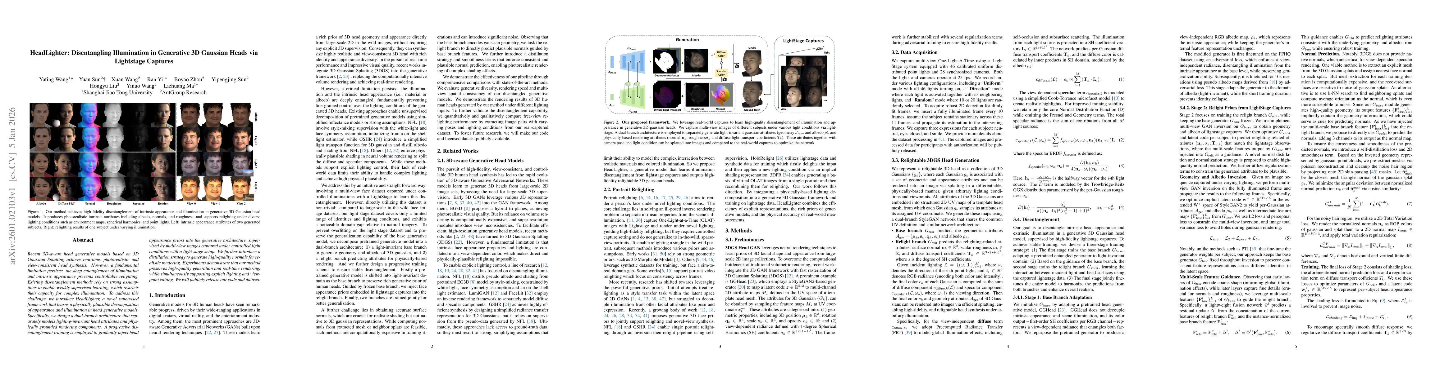 Thumbnail for HeadLighter: Disentangling Illumination in Generative 3D Gaussian Heads via Lightstage Captures