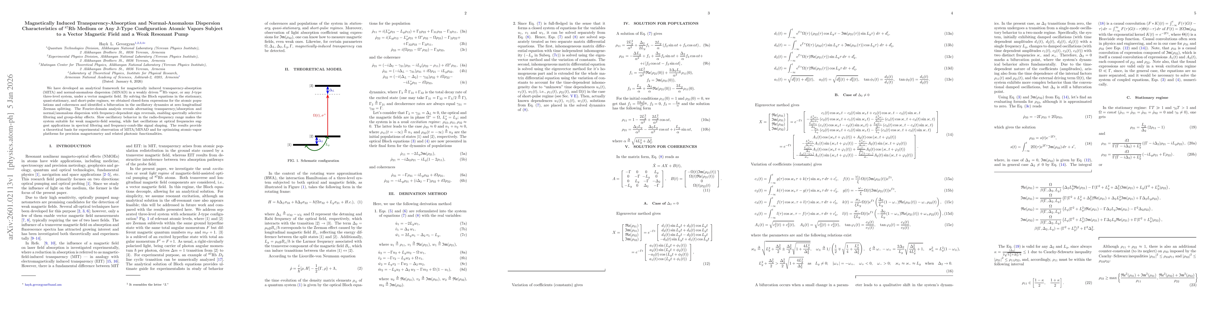 Thumbnail for Magnetically Induced Transparency-Absorption and Normal-Anomalous Dispersion Characteristics of ${}^{87}\text{Rb}$ Medium or Any J-Type Configuration Atomic Vapors Subject to a Vector Magnetic Field and a Weak Resonant Pump
