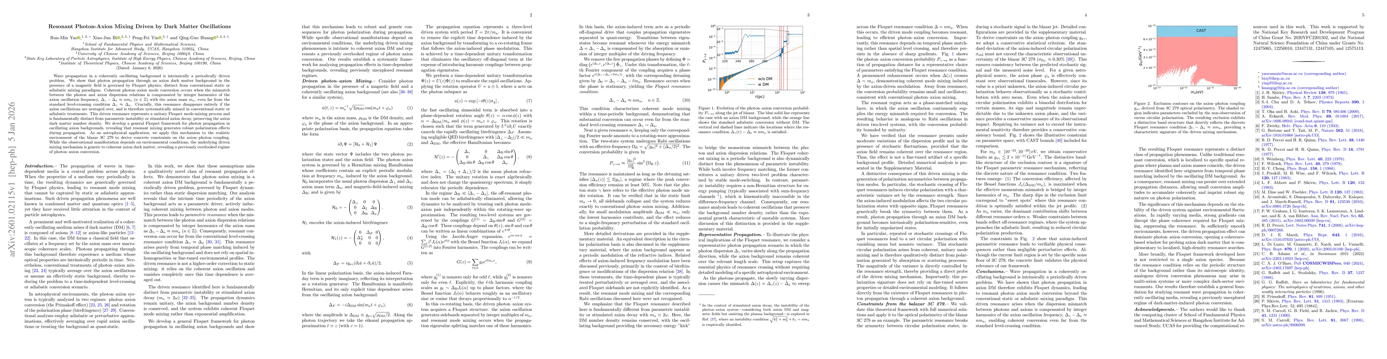 Thumbnail for Resonant Photon-Axion Mixing Driven by Dark Matter Oscillations