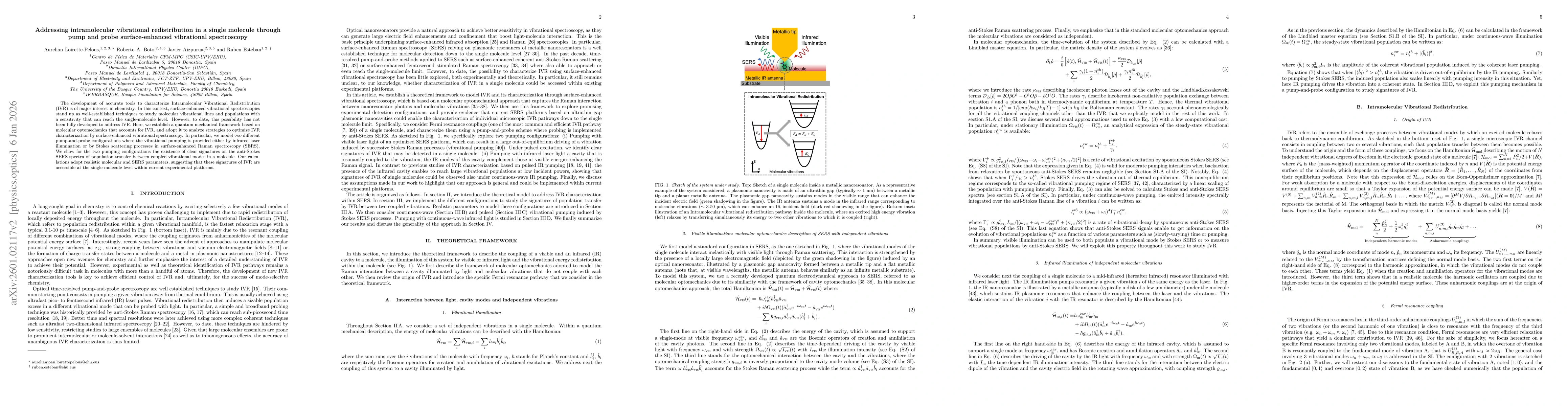 Thumbnail for Addressing intramolecular vibrational redistribution in a single molecule through pump and probe surface-enhanced vibrational spectroscopy