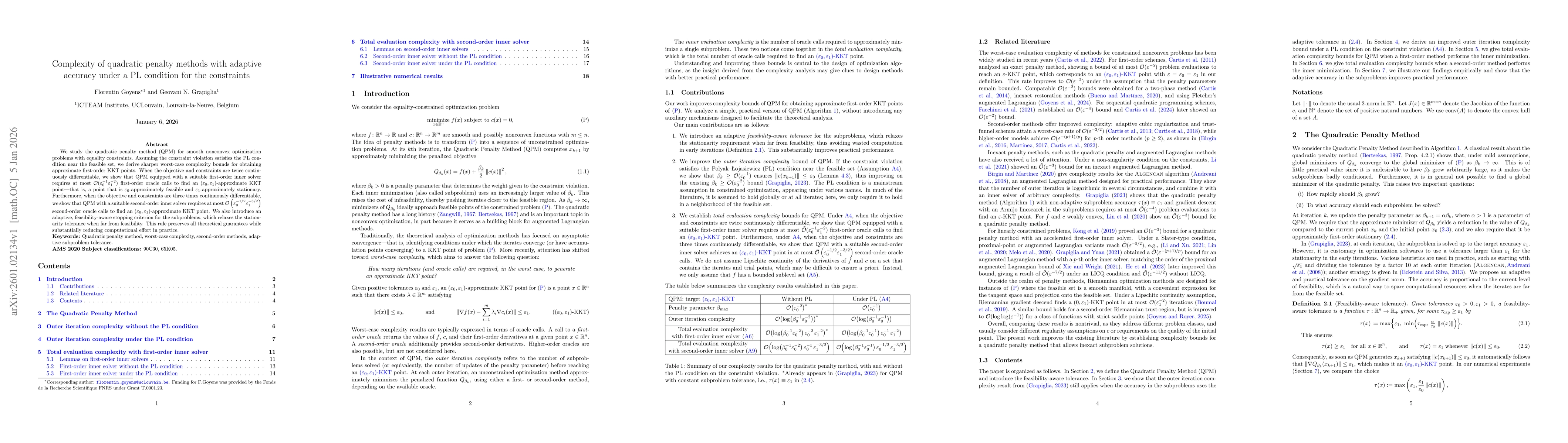 Thumbnail for Complexity of quadratic penalty methods with adaptive accuracy under a PL condition for the constraints
