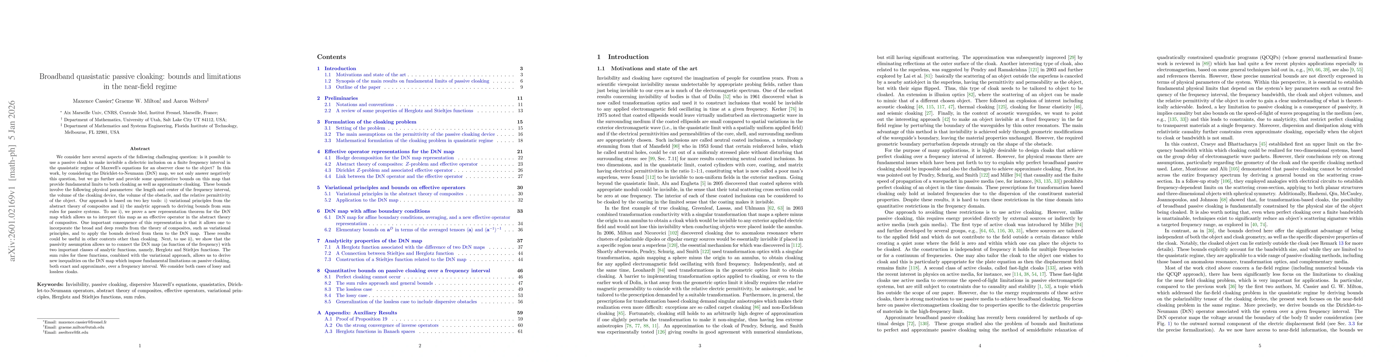 Thumbnail for Broadband quasistatic passive cloaking: bounds and limitations in the near-field regime