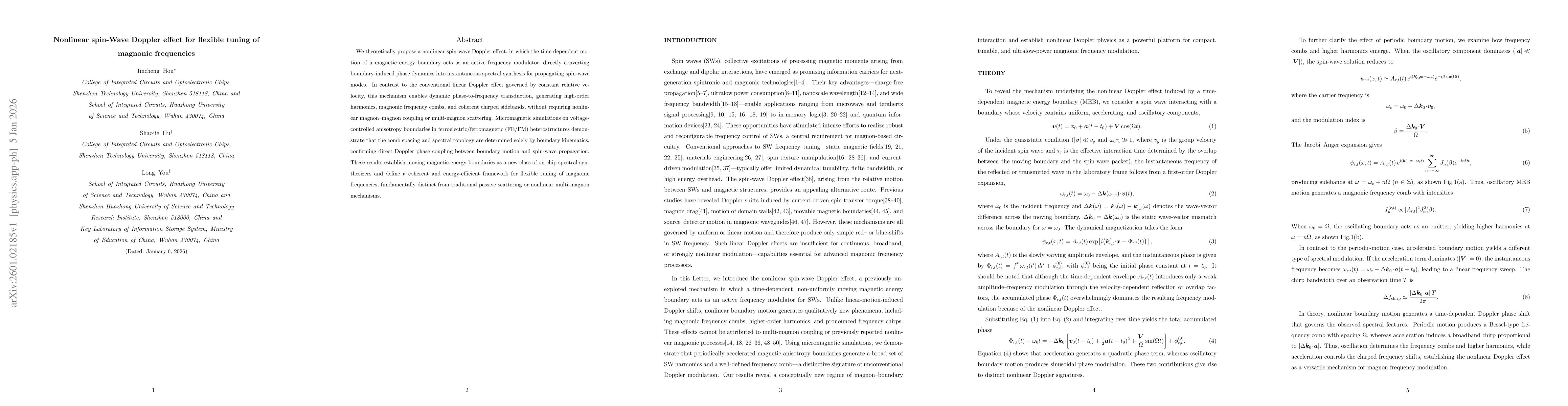 Thumbnail for Nonlinear spin-Wave Doppler effect for flexible tuning of magnonic frequencies