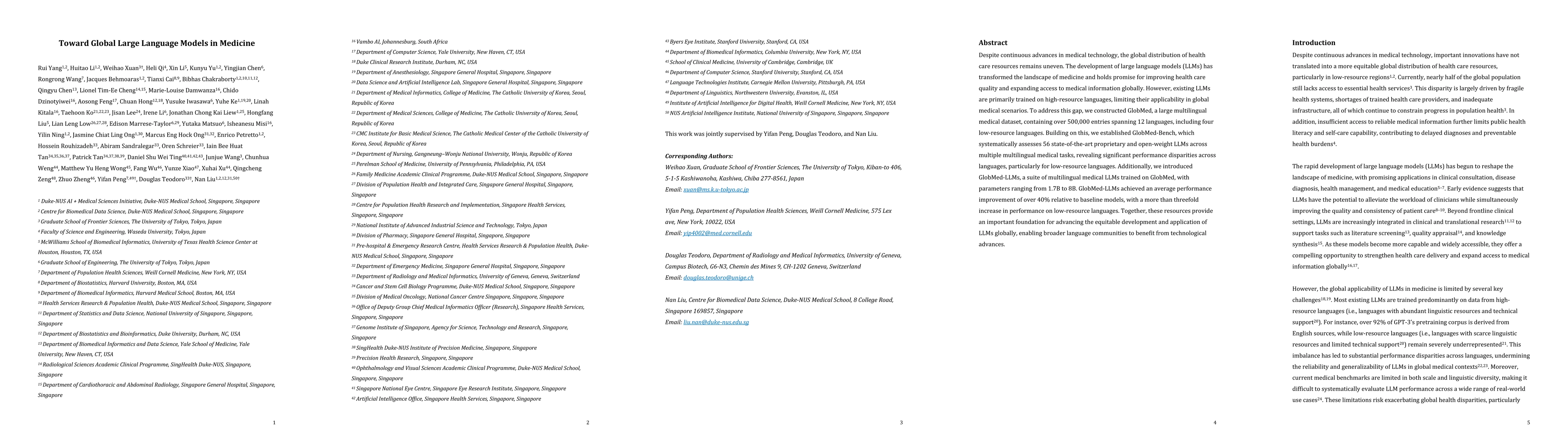 Thumbnail for Toward Global Large Language Models in Medicine