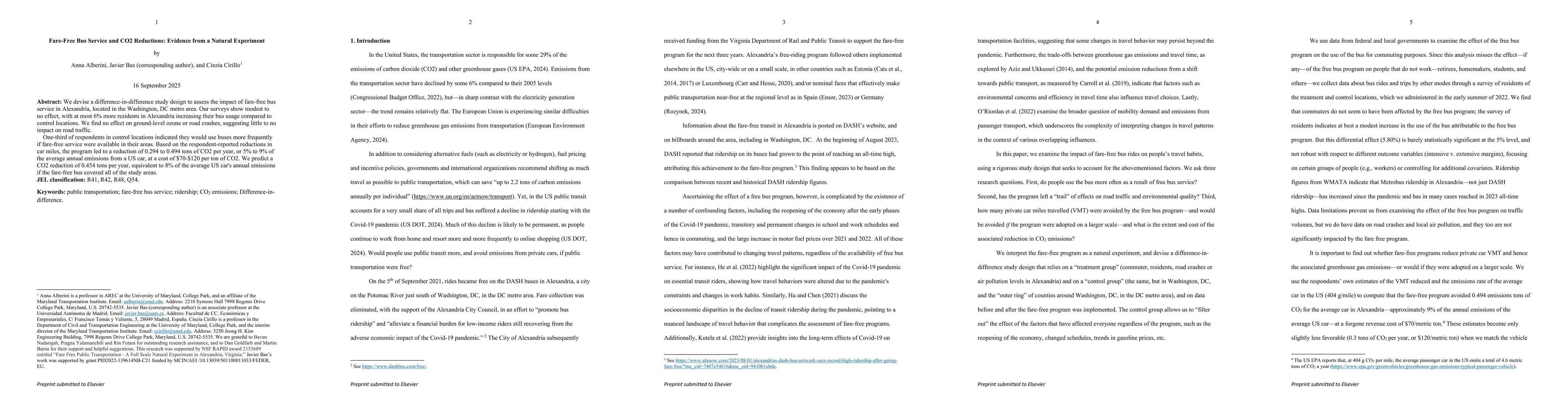 Thumbnail for Fare-Free Bus Service and CO2 Reductions: Evidence from a Natural Experiment