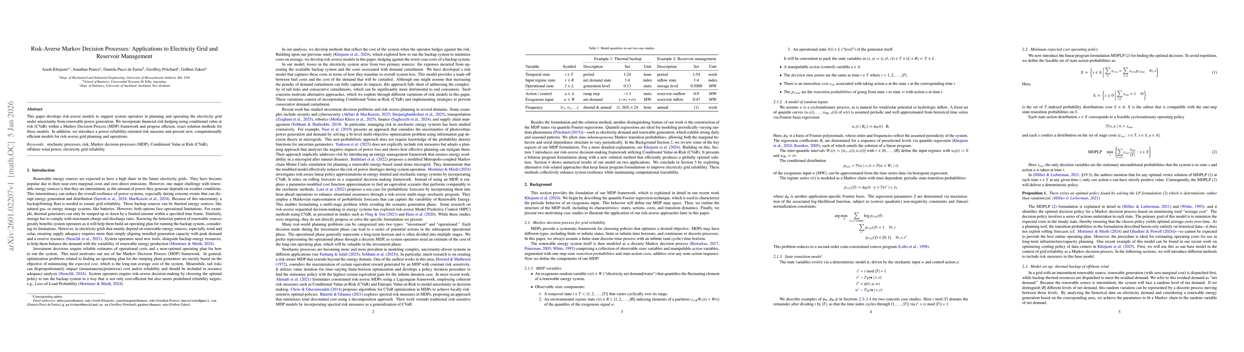 Thumbnail for Risk-Averse Markov Decision Processes: Applications to Electricity Grid and Reservoir Management
