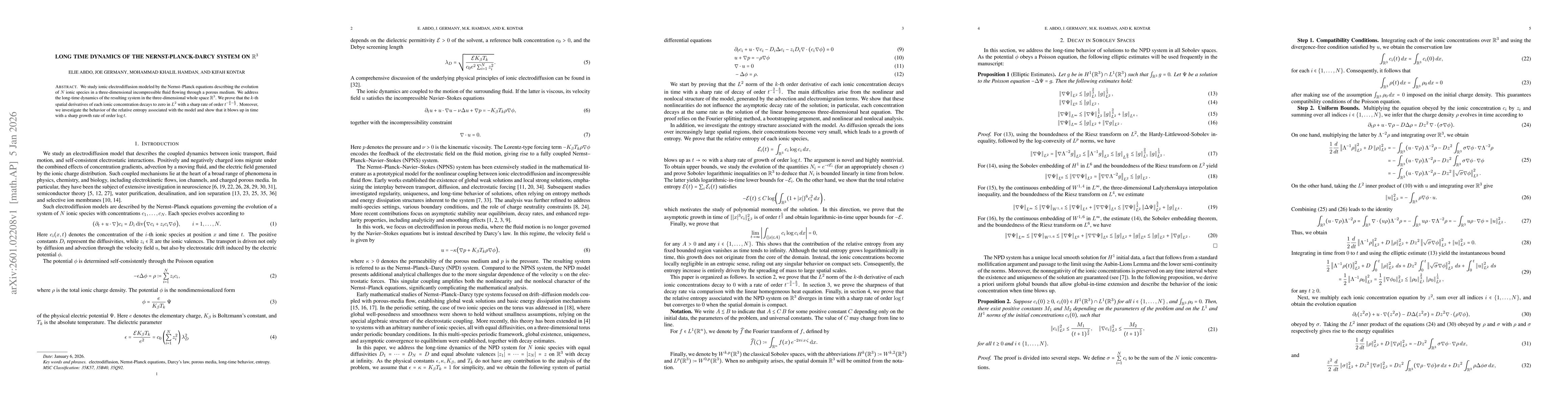 Thumbnail for Long time dynamics of the Nernst-Planck-Darcy System on $\mathbb{R}^3$