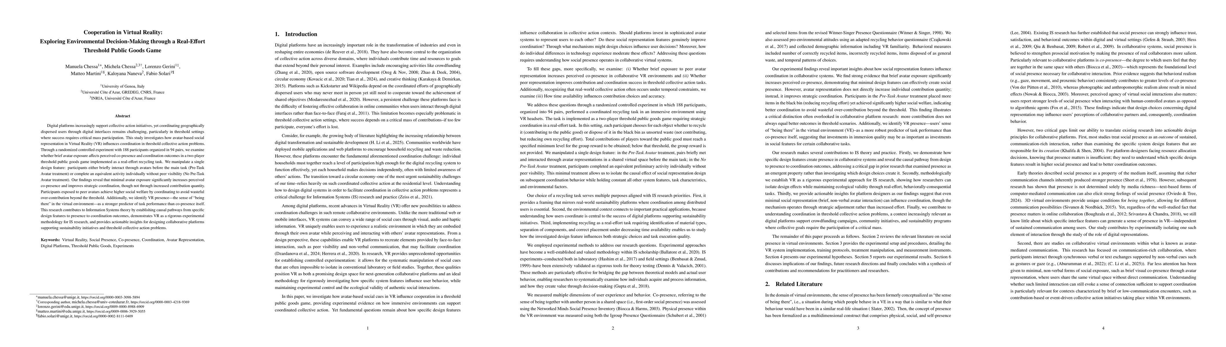 Thumbnail for Cooperation in Virtual Reality: Exploring Environmental Decision-Making through a Real-Effort Threshold Public Goods Game