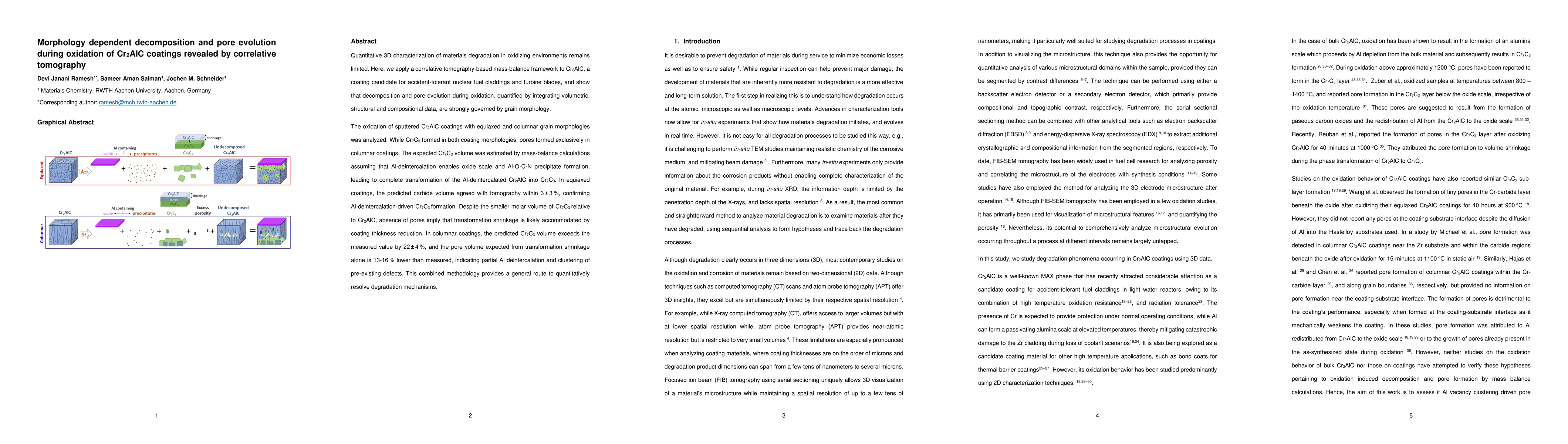 Thumbnail for Morphology dependent decomposition and pore evolution during oxidation of Cr$_2$AlC coatings revealed by correlative tomography