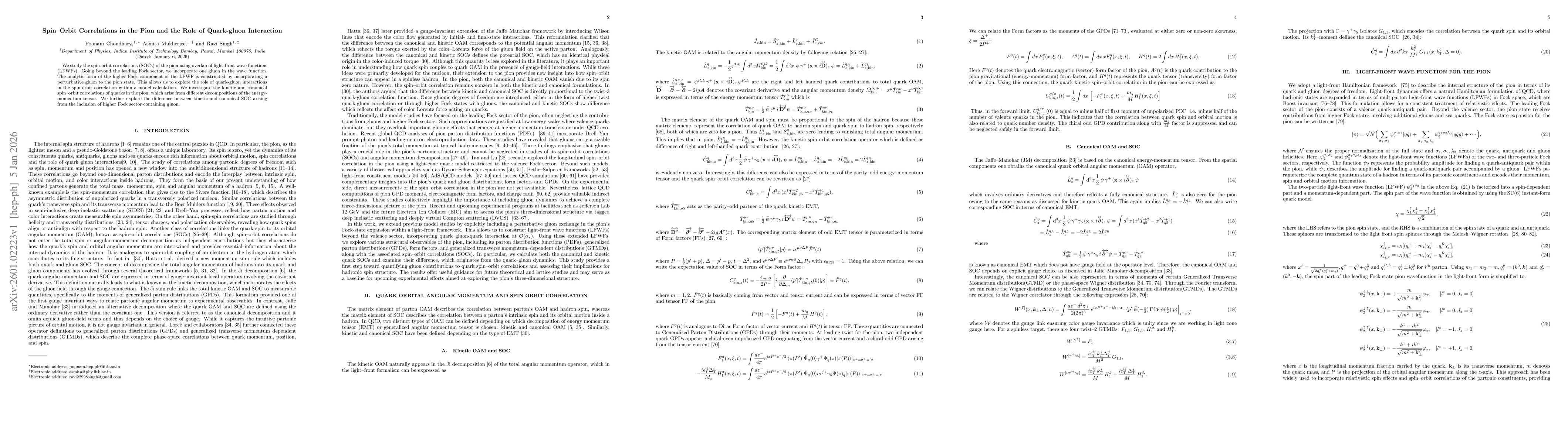 Thumbnail for Spin-Orbit Correlations in the Pion and the Role of Quark-gluon Interaction