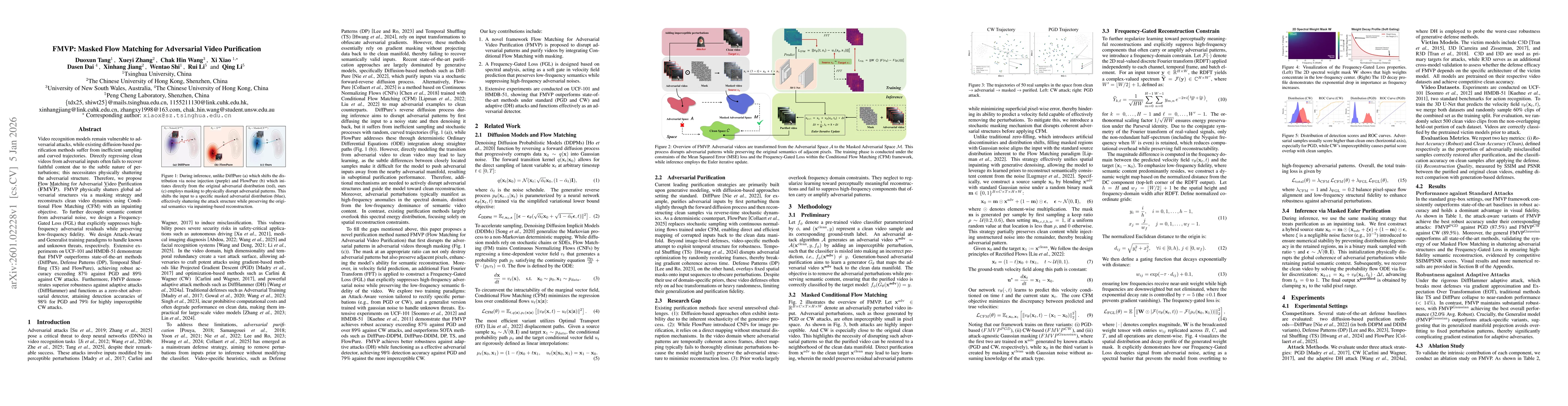 Thumbnail for FMVP: Masked Flow Matching for Adversarial Video Purification