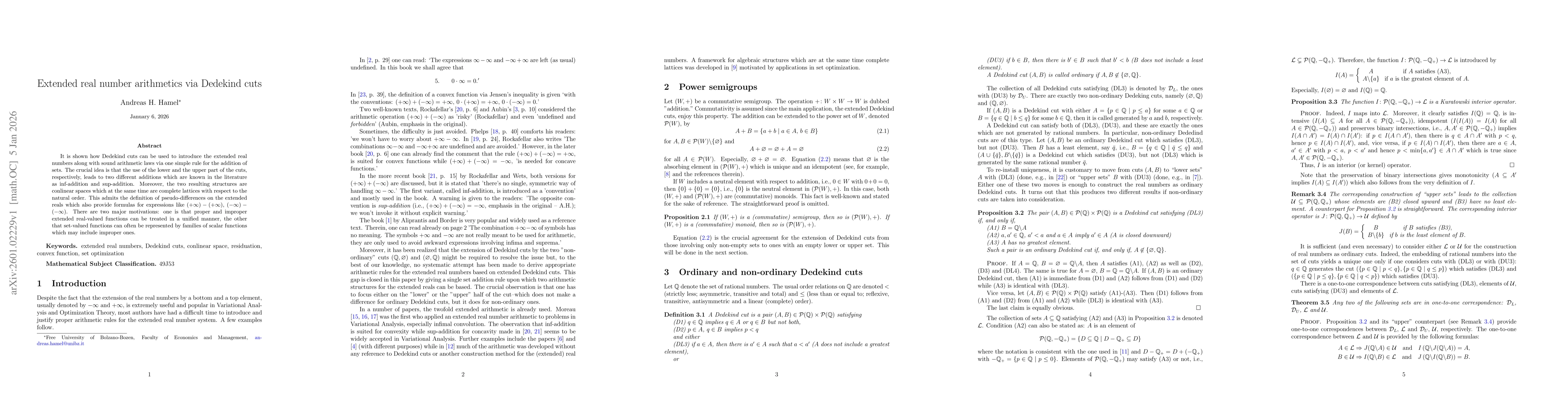 Thumbnail for Extended real number arithmetics via Dedekind cuts