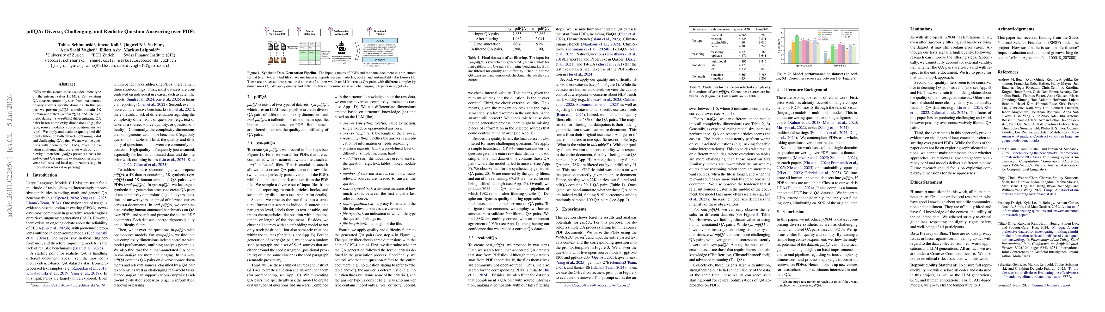 Thumbnail for pdfQA: Diverse, Challenging, and Realistic Question Answering over PDFs