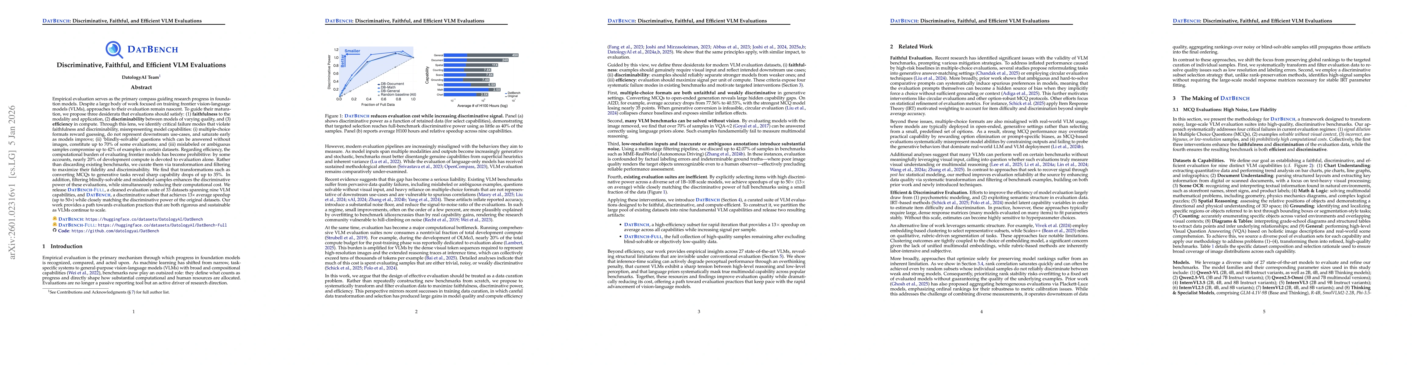 Thumbnail for DatBench: Discriminative, Faithful, and Efficient VLM Evaluations