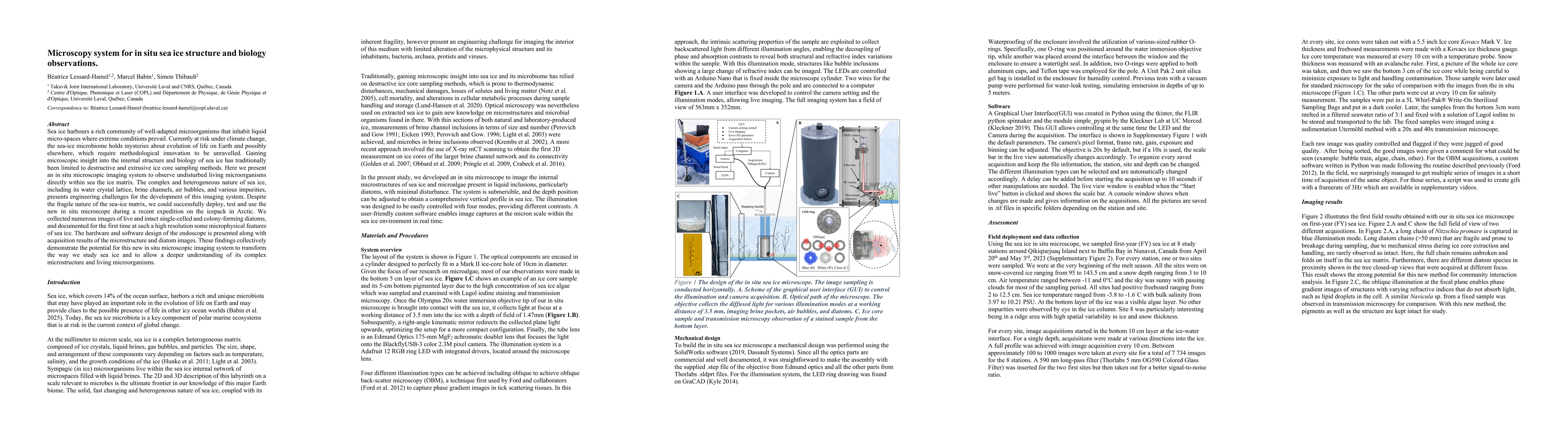Thumbnail for Microscopy system for in situ sea ice structure and biology observations