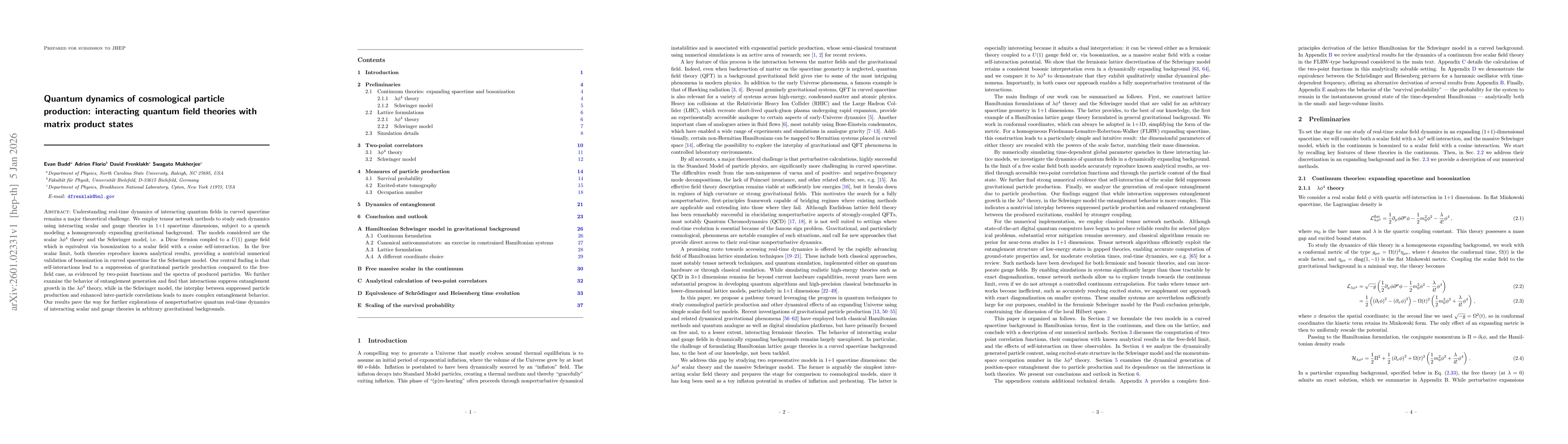 Thumbnail for Quantum dynamics of cosmological particle production: interacting quantum field theories with matrix product states