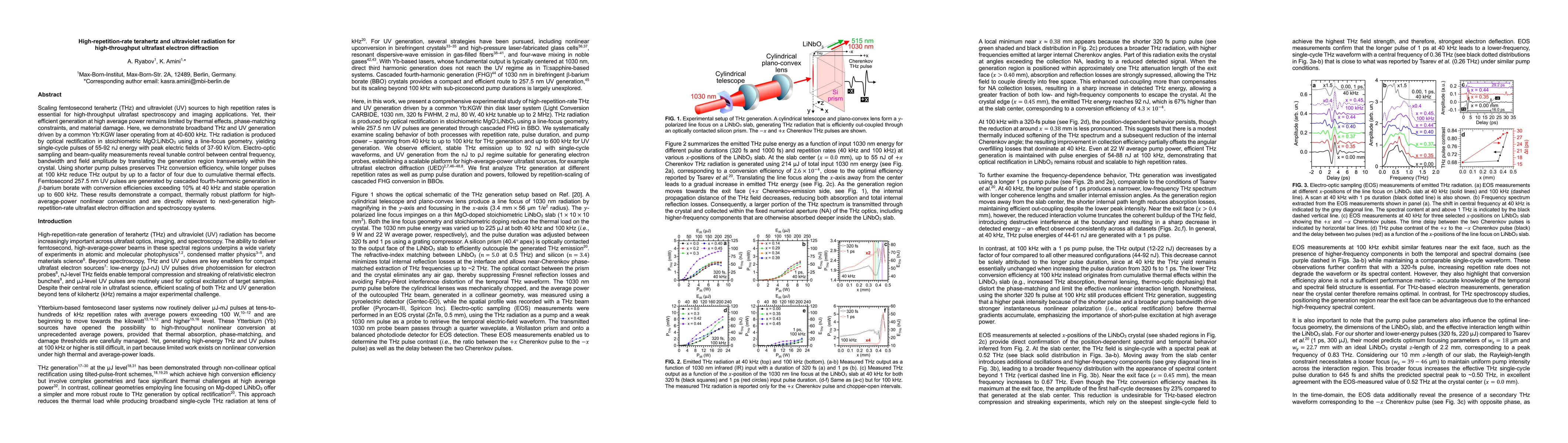 Thumbnail for High-repetition-rate terahertz and ultraviolet radiation for high-throughput ultrafast electron diffraction