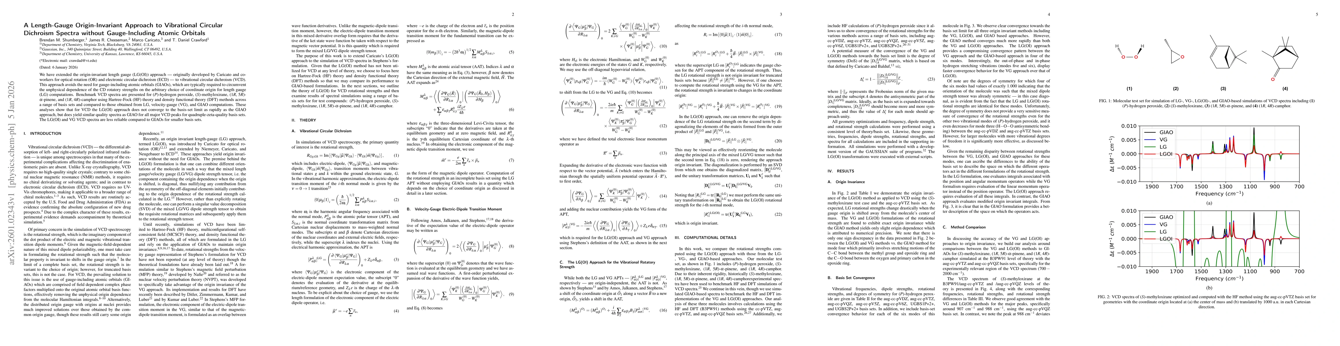 Thumbnail for A Length-Gauge Origin-Invariant Approach to Vibrational Circular Dichroism Spectra without Gauge-Including Atomic Orbitals
