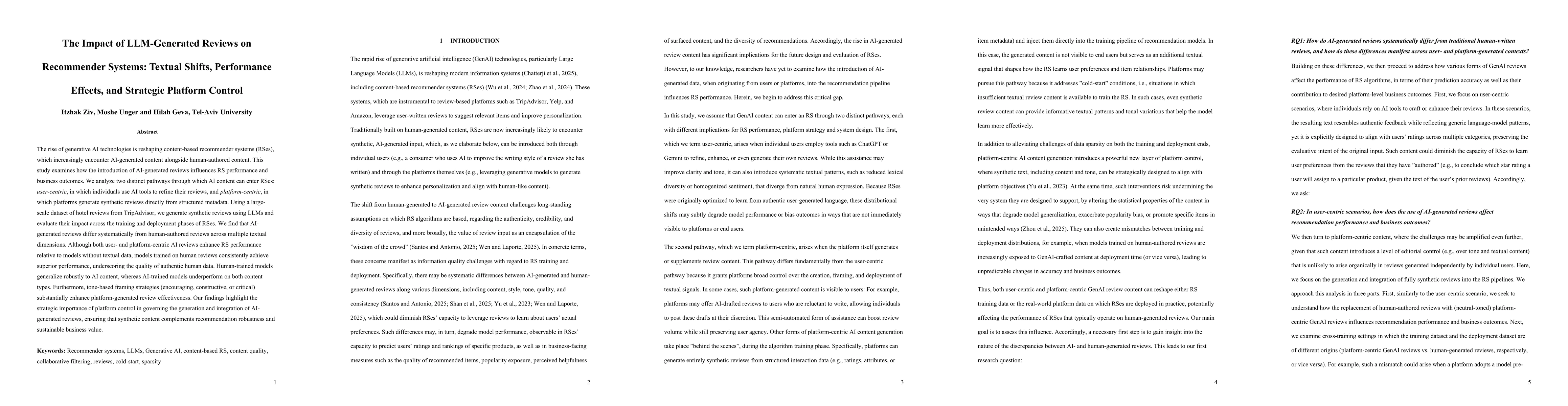 Thumbnail for The Impact of LLM-Generated Reviews on Recommender Systems: Textual Shifts, Performance Effects, and Strategic Platform Control