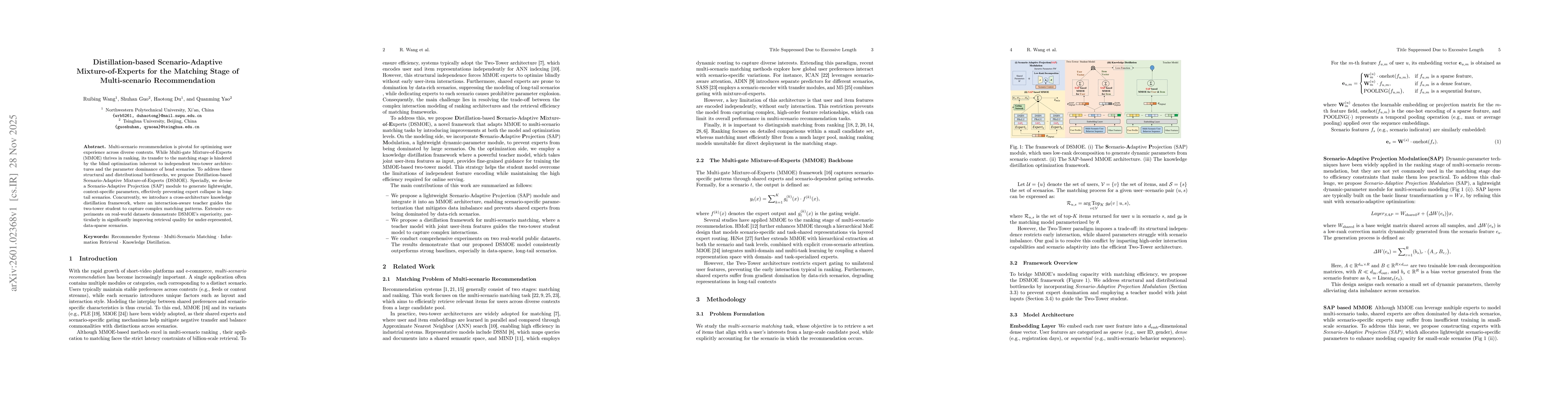 Thumbnail for Distillation-based Scenario-Adaptive Mixture-of-Experts for the Matching Stage of Multi-scenario Recommendation