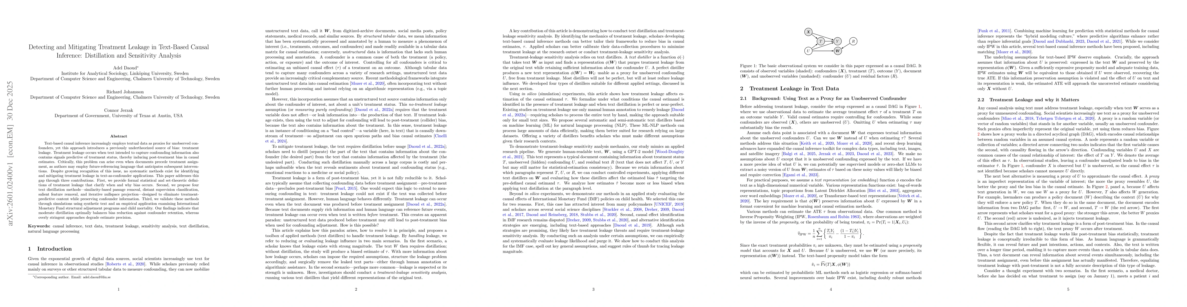 Thumbnail for Detecting and Mitigating Treatment Leakage in Text-Based Causal Inference: Distillation and Sensitivity Analysis