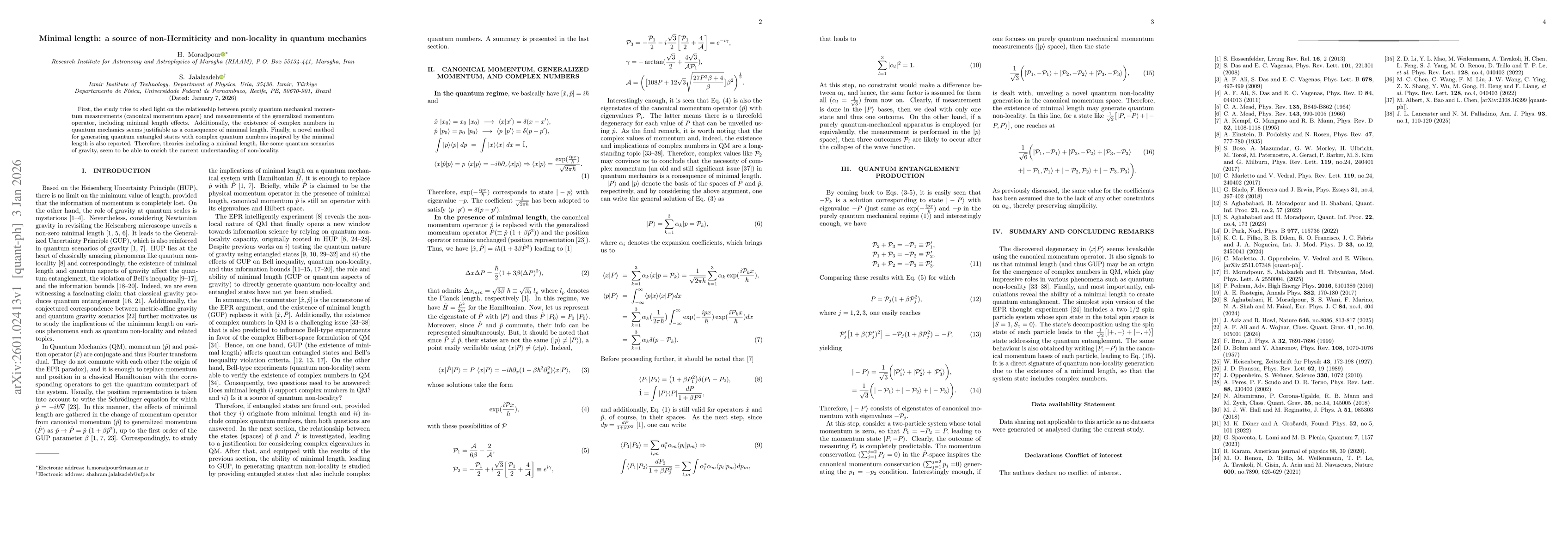 Thumbnail for Minimal length: a source of non-Hermiticity and non-locality in quantum mechanics