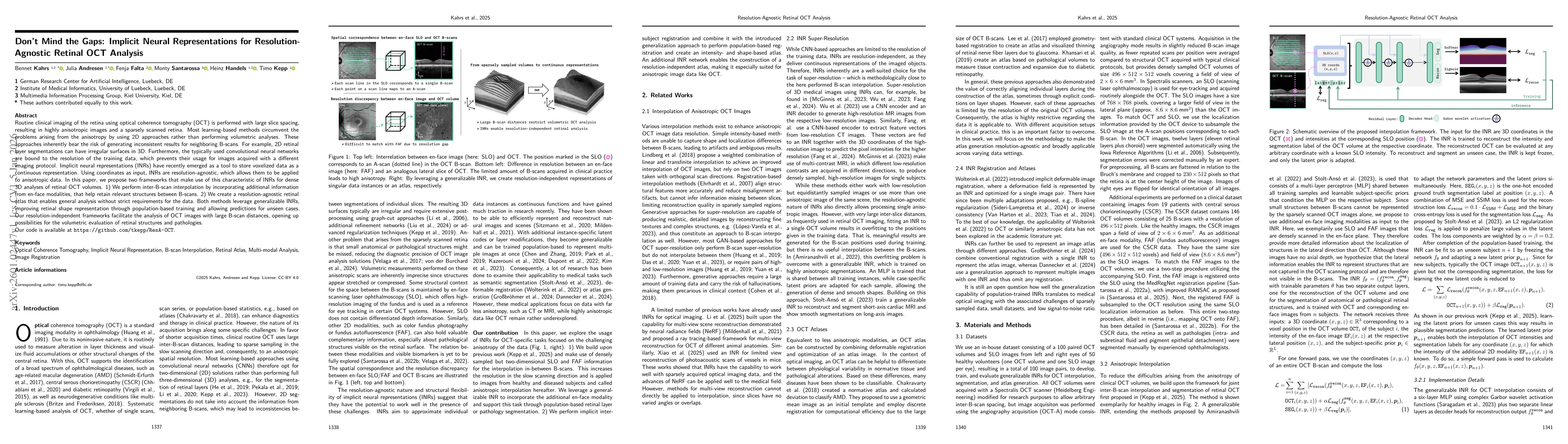 Thumbnail for Don't Mind the Gaps: Implicit Neural Representations for Resolution-Agnostic Retinal OCT Analysis