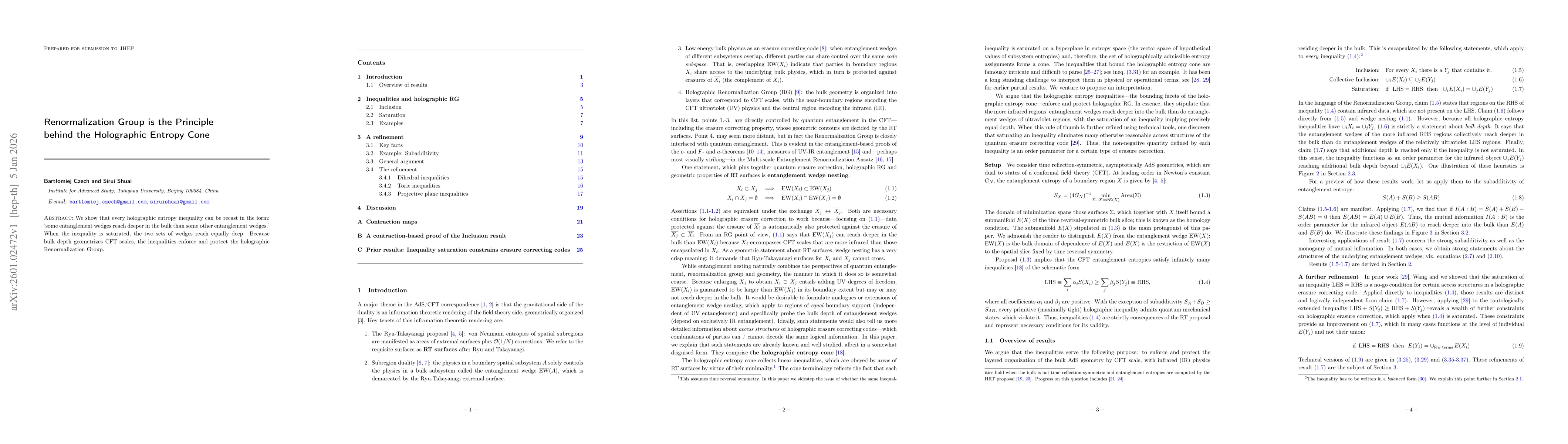 Thumbnail for Renormalization Group is the principle behind the Holographic Entropy Cone