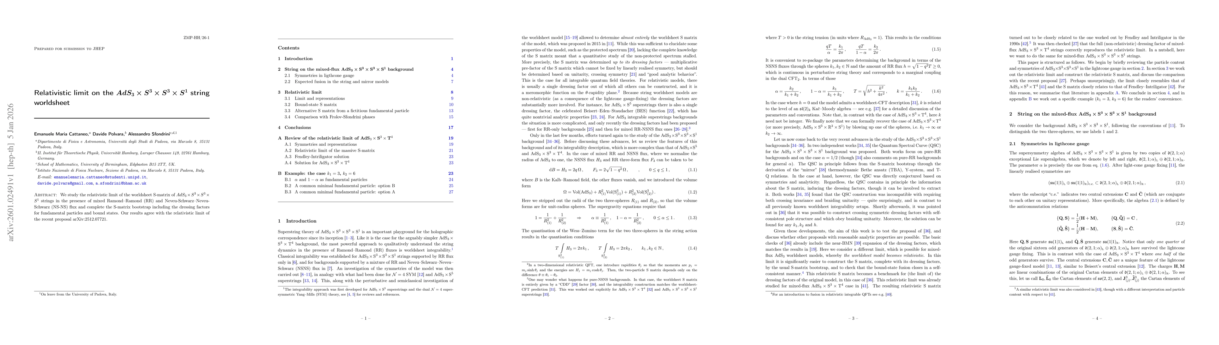 Thumbnail for Relativistic limit on the $AdS_3 \times S^3 \times S^3 \times S^1$ string worldsheet