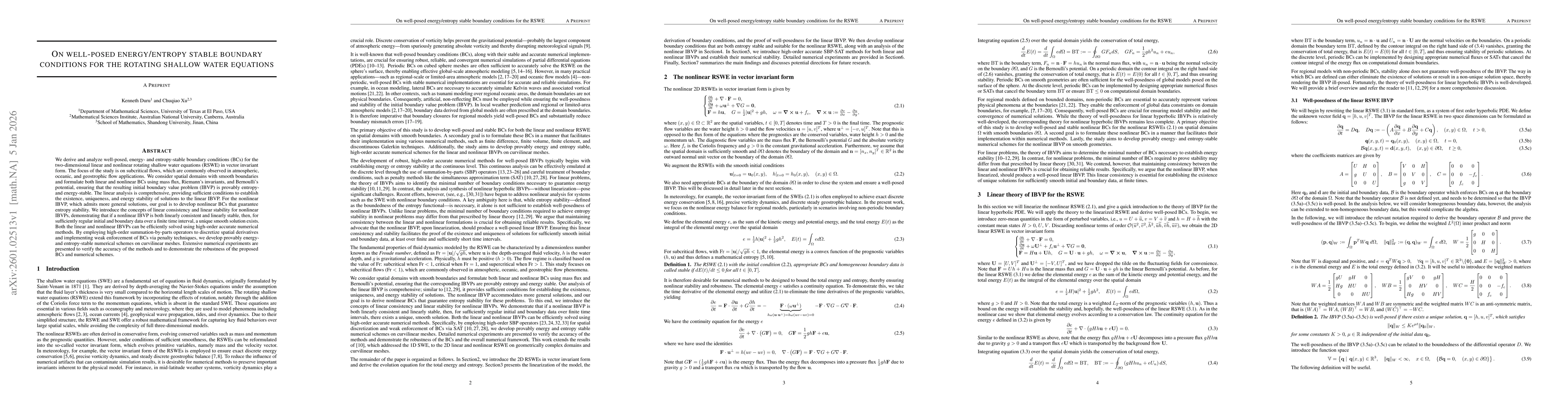 Thumbnail for On well-posed energy/entropy stable boundary conditions for the rotating shallow water equations