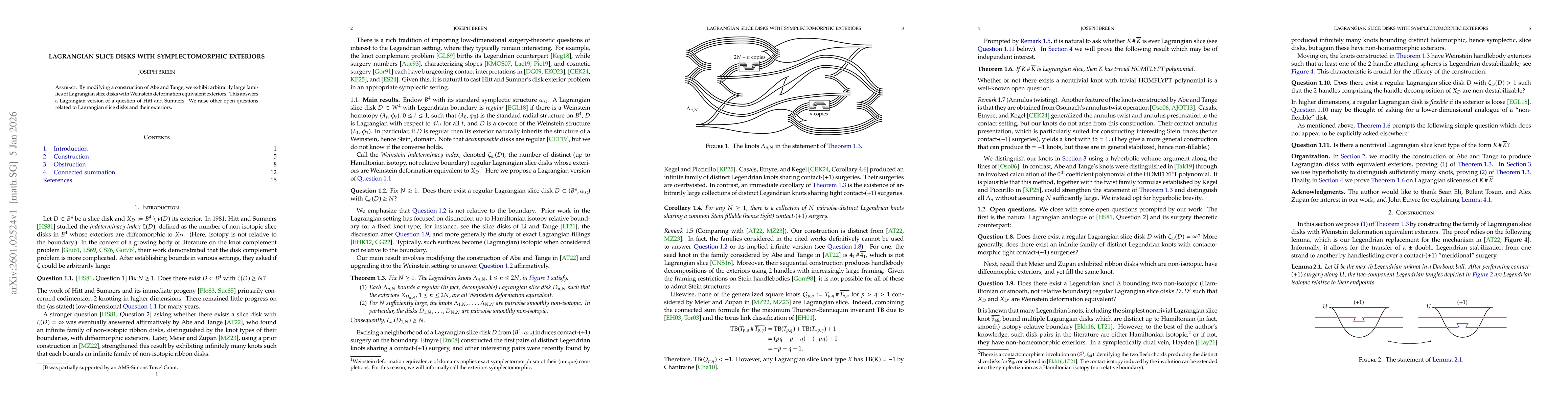 Thumbnail for Lagrangian slice disks with symplectomorphic exteriors