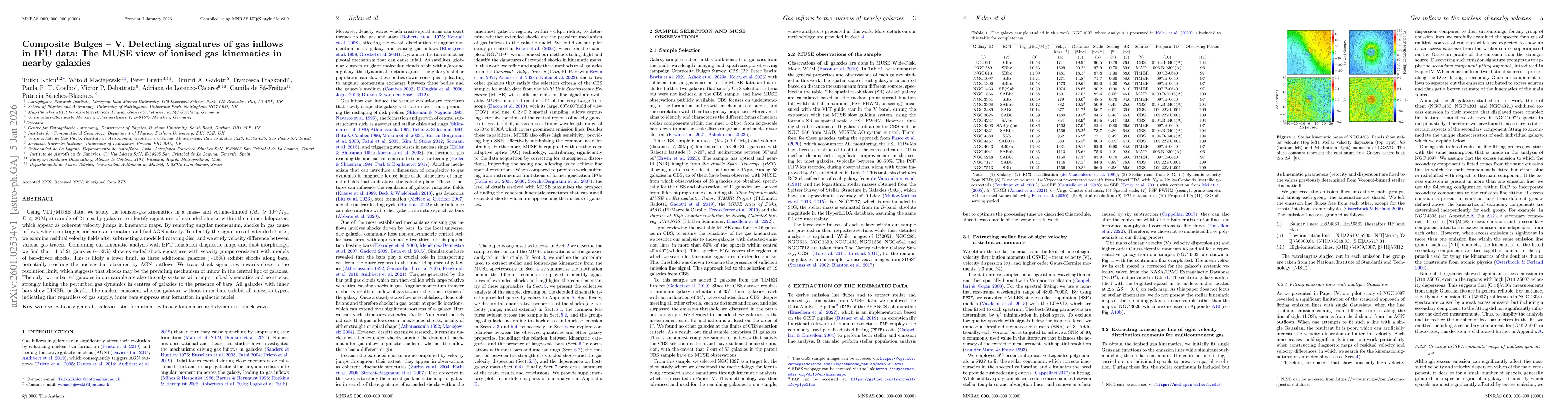 Thumbnail for Composite Bulges -- V. Detecting signatures of gas inflows in IFU data: The MUSE view of ionised gas kinematics in nearby galaxies