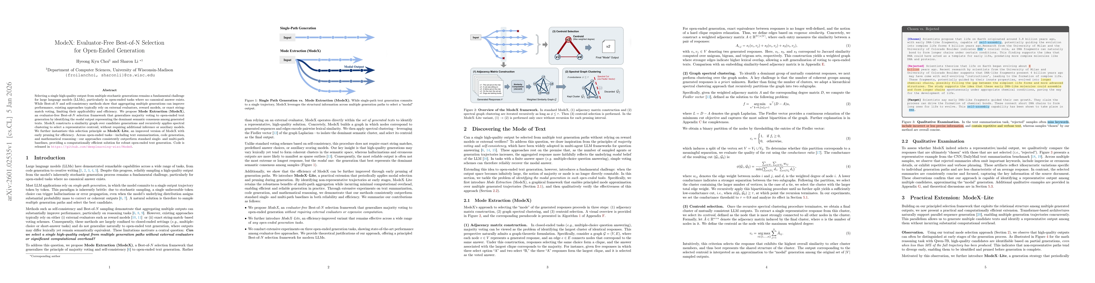 Thumbnail for ModeX: Evaluator-Free Best-of-N Selection for Open-Ended Generation