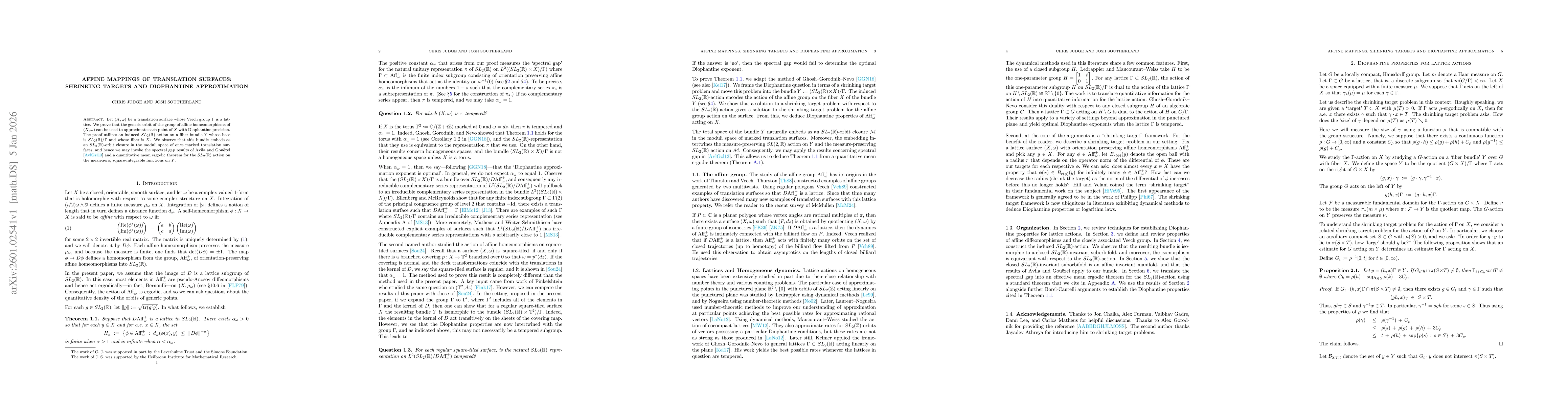 Thumbnail for Affine mappings of translation surfaces: shrinking targets and Diophantine properties