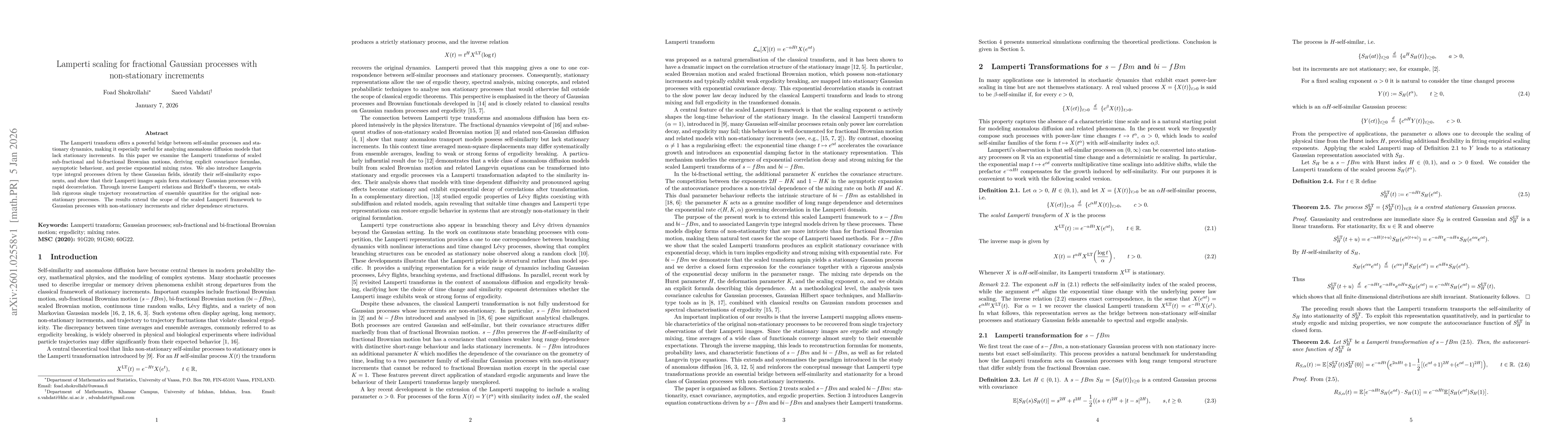 Thumbnail for Lamperti scaling for fractional Gaussian processes with non-stationary increments